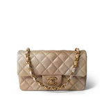 CHANEL Handbag 22C Mini Rectangular Flap Goatskin Quilted Golden Beige Aged Gold Hardware - Redeluxe