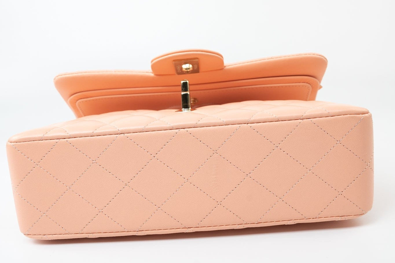 CHANEL Handbag 22C Rose Clair Pink/ Beige Lambskin Quilted Small Double Flap Light Gold Hardware - Redeluxe