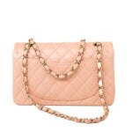 CHANEL Handbag 22C Rose Clair Pink/ Beige Lambskin Quilted Small Double Flap Light Gold Hardware - Redeluxe