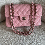 CHANEL Handbag 22C Sakura Pink Caviar Quilted Classic Flap Small LGHW - Redeluxe