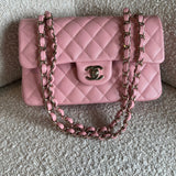 CHANEL Handbag 22C Sakura Pink Caviar Quilted Classic Flap Small LGHW - Redeluxe