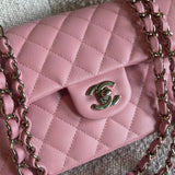 CHANEL Handbag 22C Sakura Pink Caviar Quilted Classic Flap Small LGHW - Redeluxe