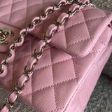 CHANEL Handbag 22C Sakura Pink Caviar Quilted Classic Flap Small LGHW - Redeluxe