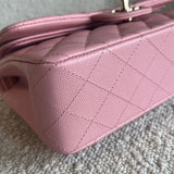 CHANEL Handbag 22C Sakura Pink Caviar Quilted Classic Flap Small LGHW - Redeluxe