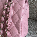 CHANEL Handbag 22C Sakura Pink Caviar Quilted Classic Flap Small LGHW - Redeluxe