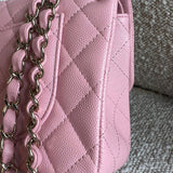 CHANEL Handbag 22C Sakura Pink Caviar Quilted Classic Flap Small LGHW - Redeluxe