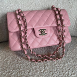 CHANEL Handbag 22C Sakura Pink Caviar Quilted Classic Flap Small LGHW - Redeluxe