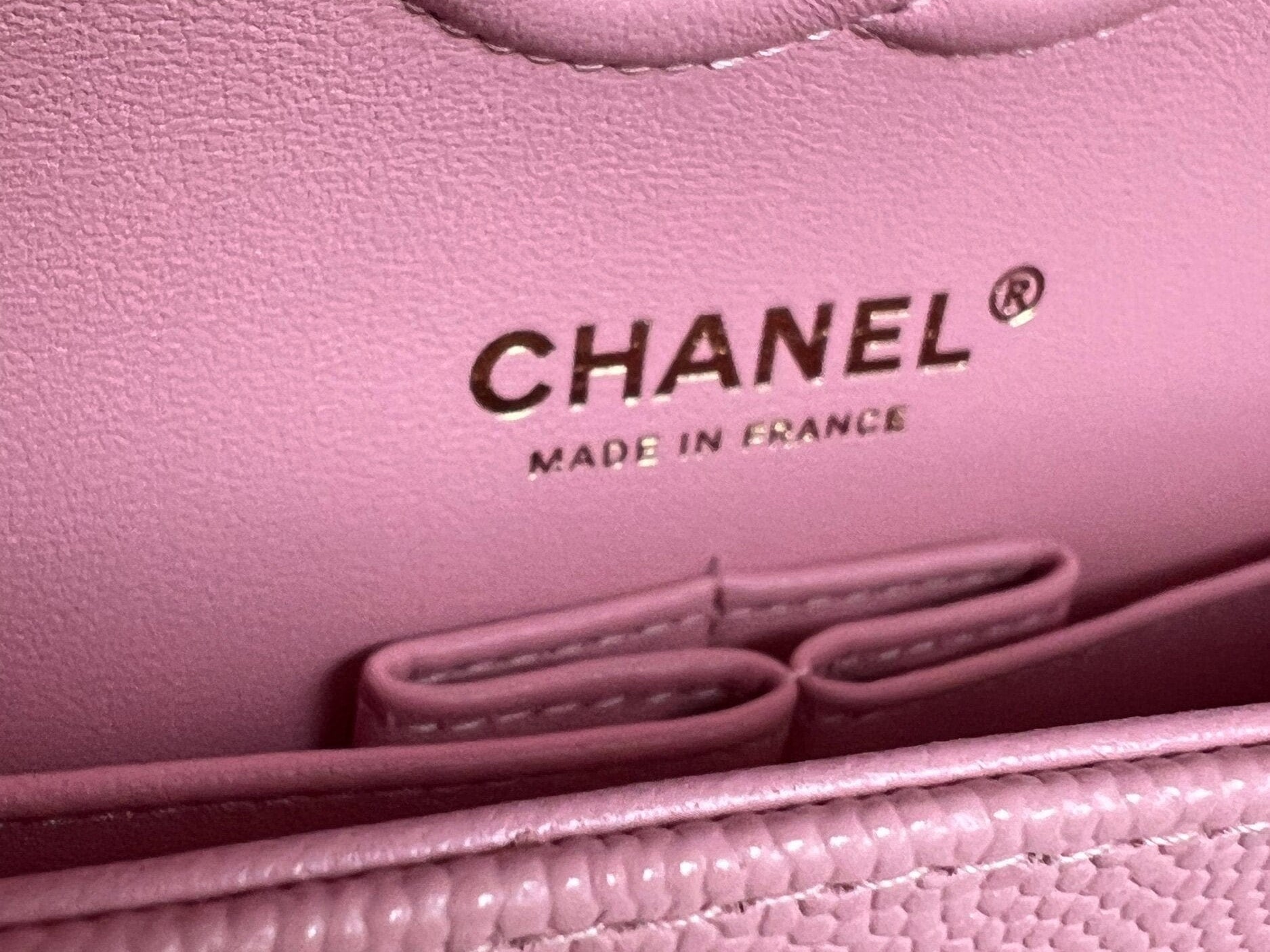 CHANEL Handbag 22C Sakura Pink Caviar Quilted Classic Flap Small LGHW - Redeluxe