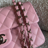 CHANEL Handbag 22C Sakura Pink Caviar Quilted Classic Flap Small LGHW - Redeluxe