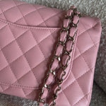 CHANEL Handbag 22C Sakura Pink Caviar Quilted Classic Flap Small LGHW - Redeluxe