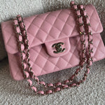 CHANEL Handbag 22C Sakura Pink Caviar Quilted Classic Flap Small LGHW - Redeluxe