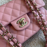 CHANEL Handbag 22C Sakura Pink Caviar Quilted Classic Flap Small LGHW - Redeluxe
