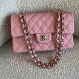 CHANEL Handbag 22C Sakura Pink Caviar Quilted Classic Flap Small LGHW - Redeluxe