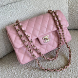 CHANEL Handbag 22C Sakura Pink Caviar Quilted Classic Flap Small LGHW - Redeluxe
