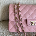 CHANEL Handbag 22C Sakura Pink Caviar Quilted Classic Flap Small LGHW - Redeluxe