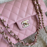 CHANEL Handbag 22C Sakura Pink Caviar Quilted Classic Flap Small LGHW - Redeluxe