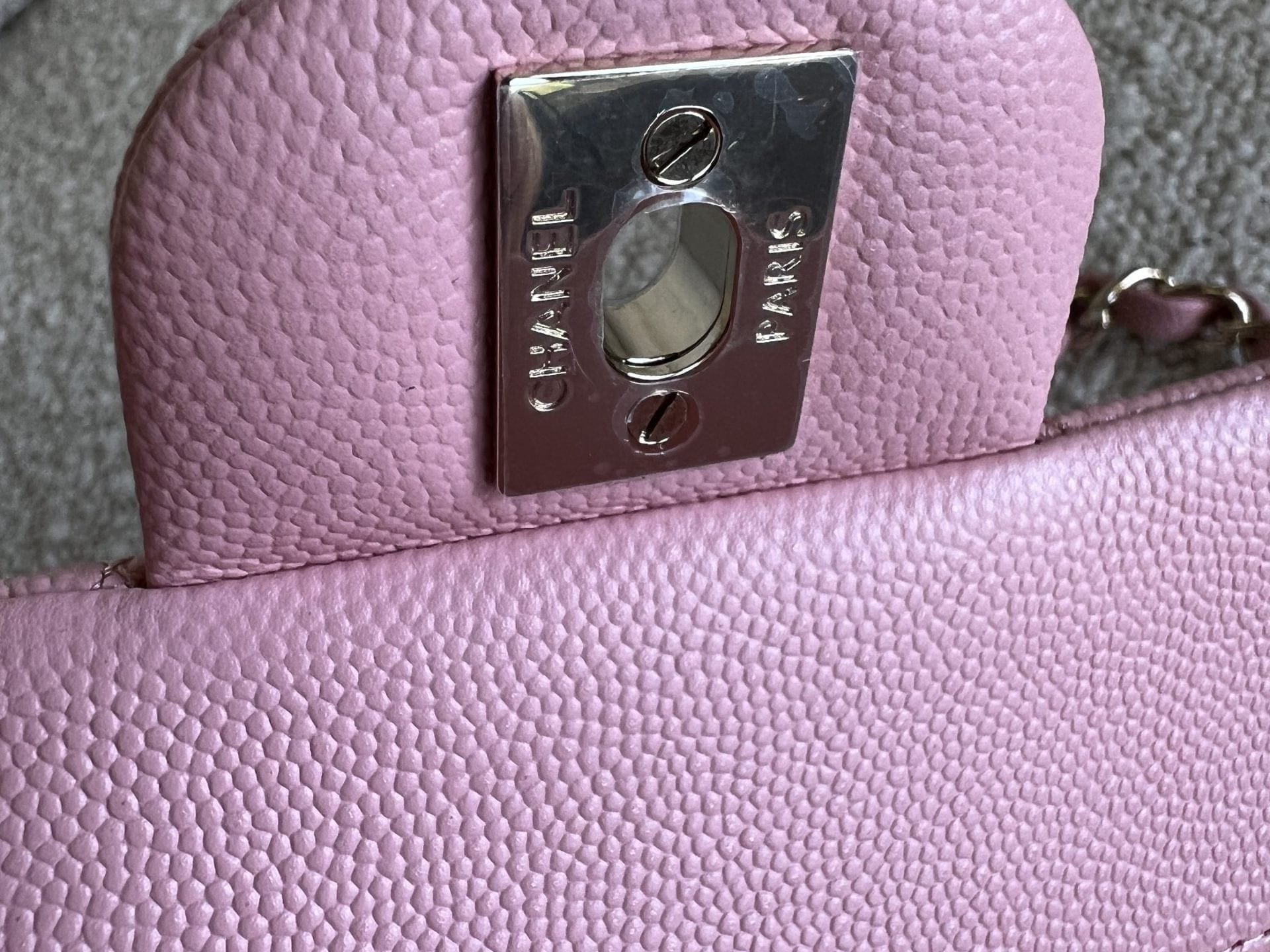 CHANEL Handbag 22C Sakura Pink Caviar Quilted Classic Flap Small LGHW - Redeluxe