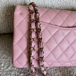 CHANEL Handbag 22C Sakura Pink Caviar Quilted Classic Flap Small LGHW - Redeluxe