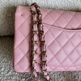 CHANEL Handbag 22C Sakura Pink Caviar Quilted Classic Flap Small LGHW - Redeluxe