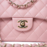 CHANEL Handbag 22C Sakura Pink Small Caviar Quilted Classic Flap Light Gold Hardware - Redeluxe