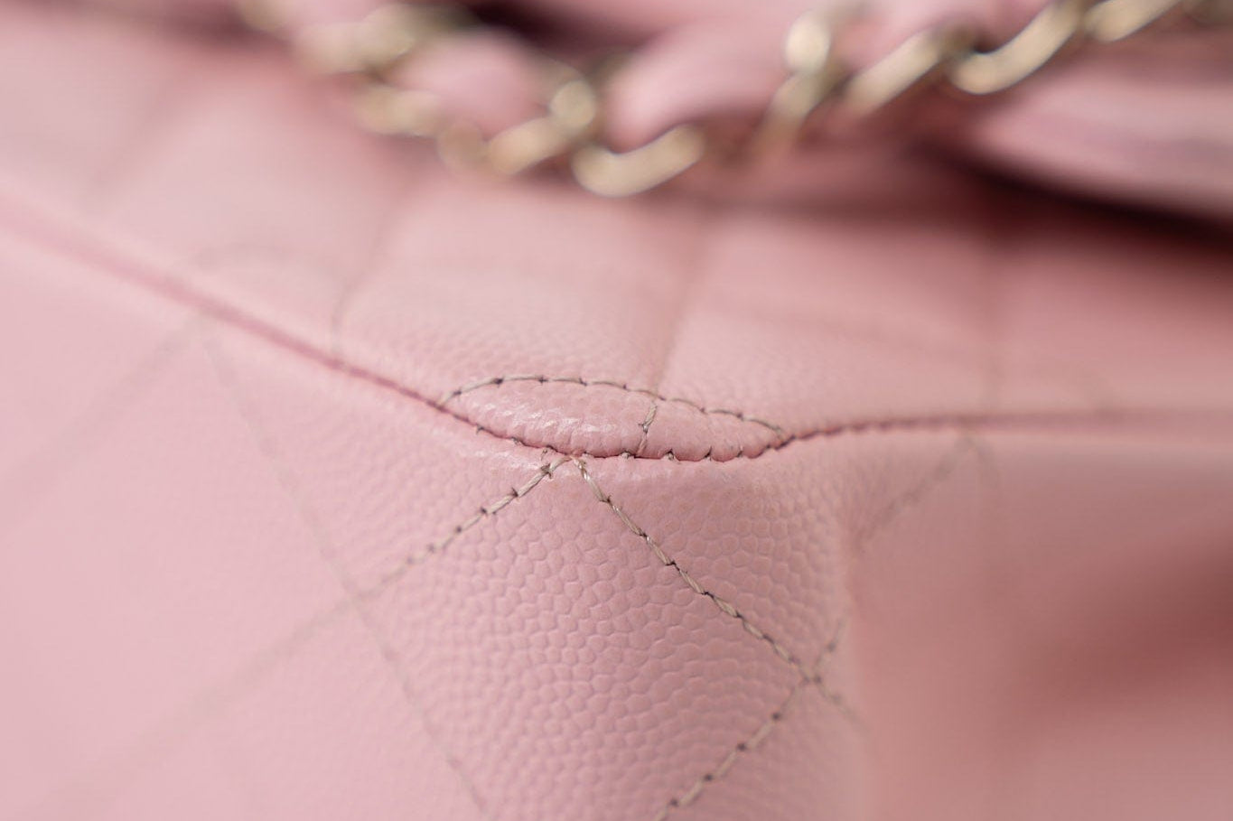 CHANEL Handbag 22C Sakura Pink Small Caviar Quilted Classic Flap Light Gold Hardware - Redeluxe