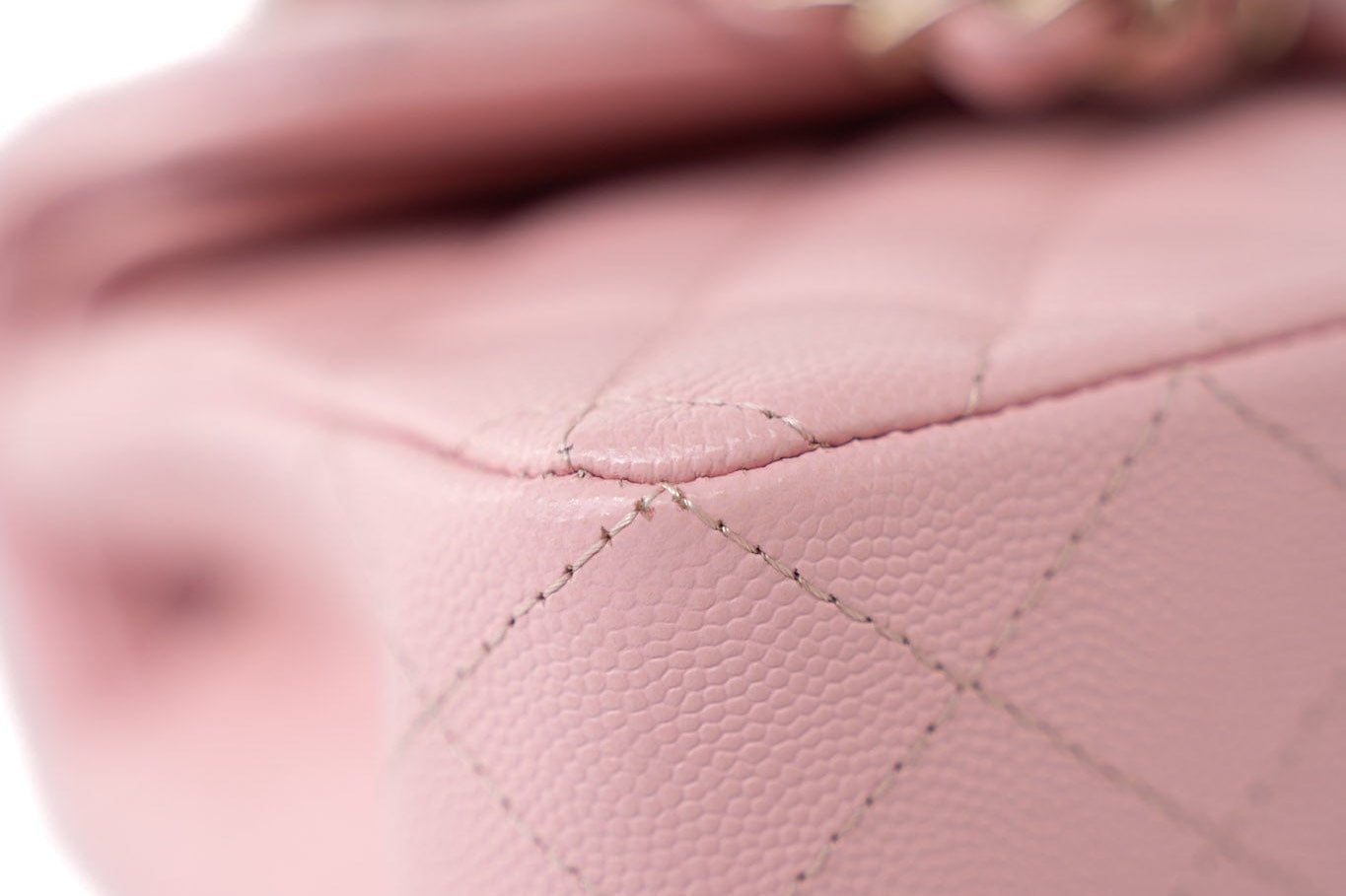 CHANEL Handbag 22C Sakura Pink Small Caviar Quilted Classic Flap Light Gold Hardware - Redeluxe
