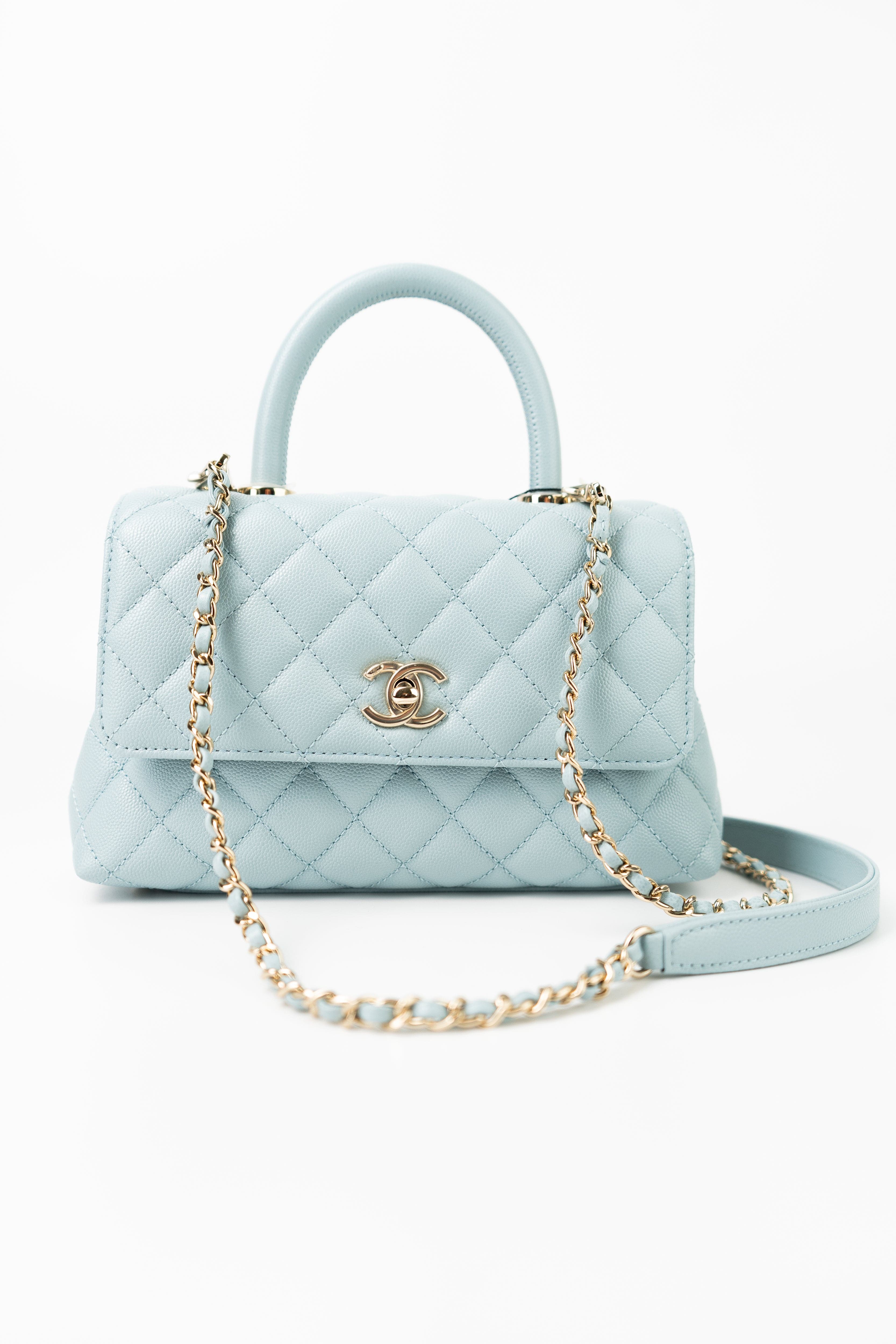 Top Handle Blue Chanel Purse Blue Quilted Pale Blue Chanel Bag Buy