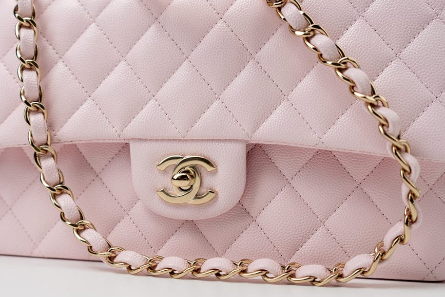 CHANEL Handbag 22P Light Pink Caviar Quilted Classic Flap Medium LGHW - Redeluxe