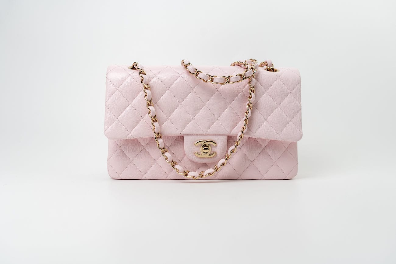 CHANEL Handbag 22P Light Pink Caviar Quilted Classic Flap Medium LGHW - Redeluxe