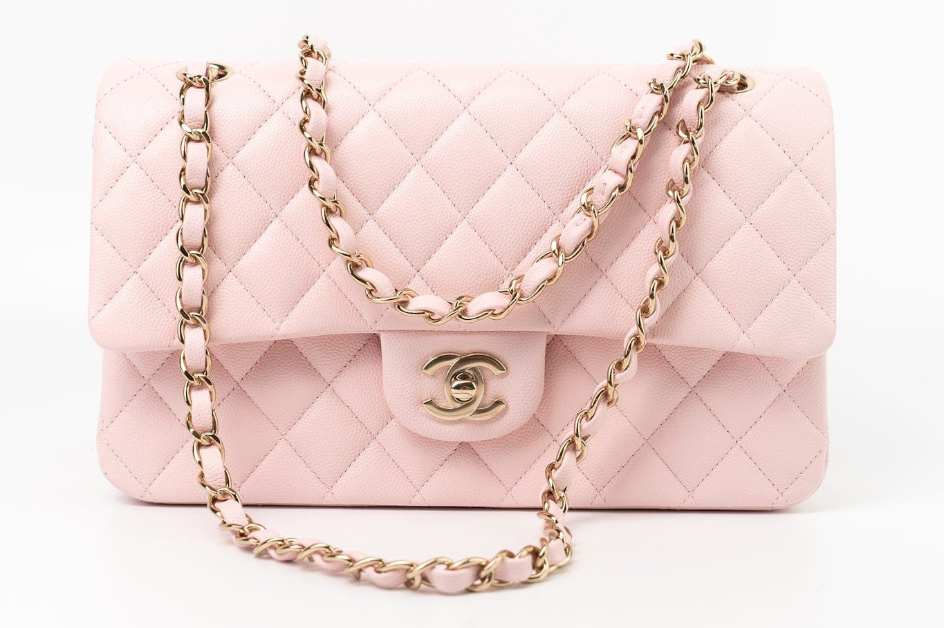 CHANEL Handbag 22S Light Pink Caviar Quilted Classic Flap Medium LGHW - Redeluxe