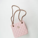 CHANEL Handbag 22S Light Pink Caviar Quilted Mini Bucket Bag LGHW - Redeluxe
