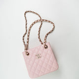 CHANEL Handbag 22S Light Pink Caviar Quilted Mini Bucket Bag LGHW - Redeluxe