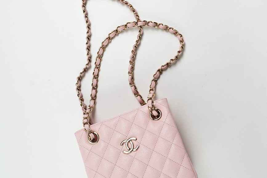 CHANEL Handbag 22S Light Pink Caviar Quilted Mini Bucket Bag LGHW - Redeluxe