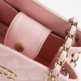 Chanel 22S Light Pink Caviar Quilted Mini Bucket Bag LGHW - Redeluxe