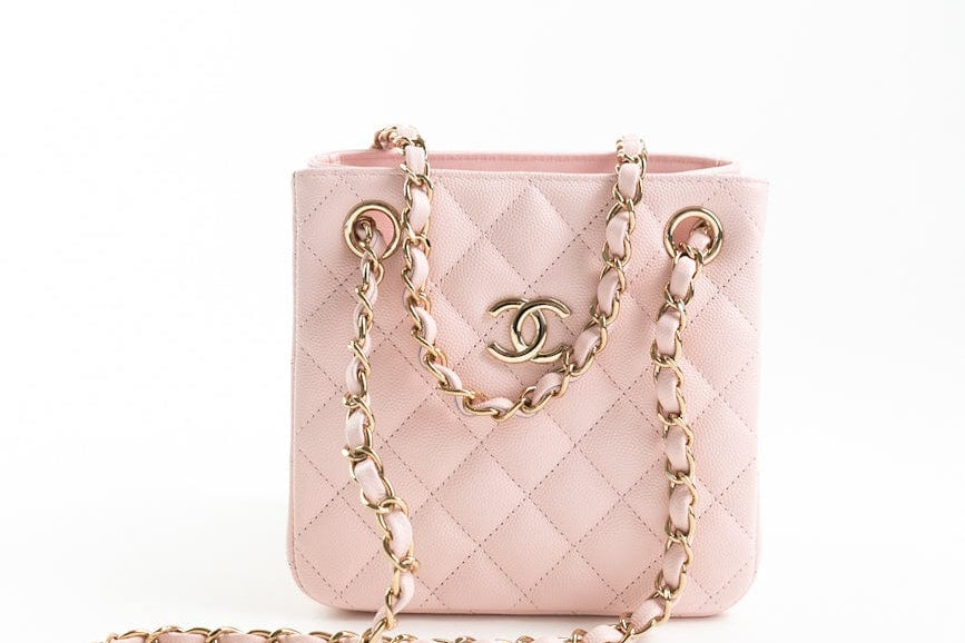 CHANEL Handbag 22S Light Pink Caviar Quilted Mini Bucket Bag LGHW - Redeluxe