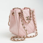 CHANEL Handbag 22S Light Pink Caviar Quilted Mini Bucket Bag LGHW - Redeluxe