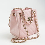CHANEL Handbag 22S Light Pink Caviar Quilted Mini Bucket Bag LGHW - Redeluxe