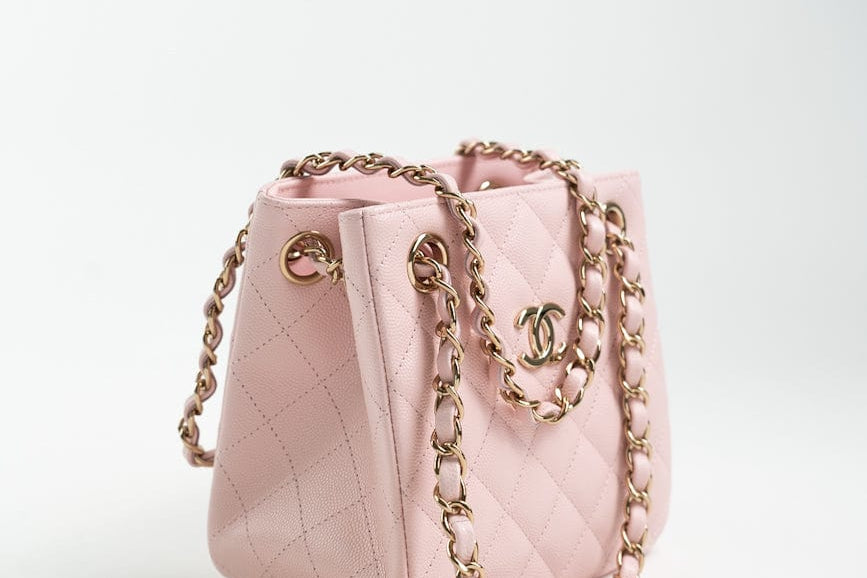 CHANEL Handbag 22S Light Pink Caviar Quilted Mini Bucket Bag LGHW - Redeluxe