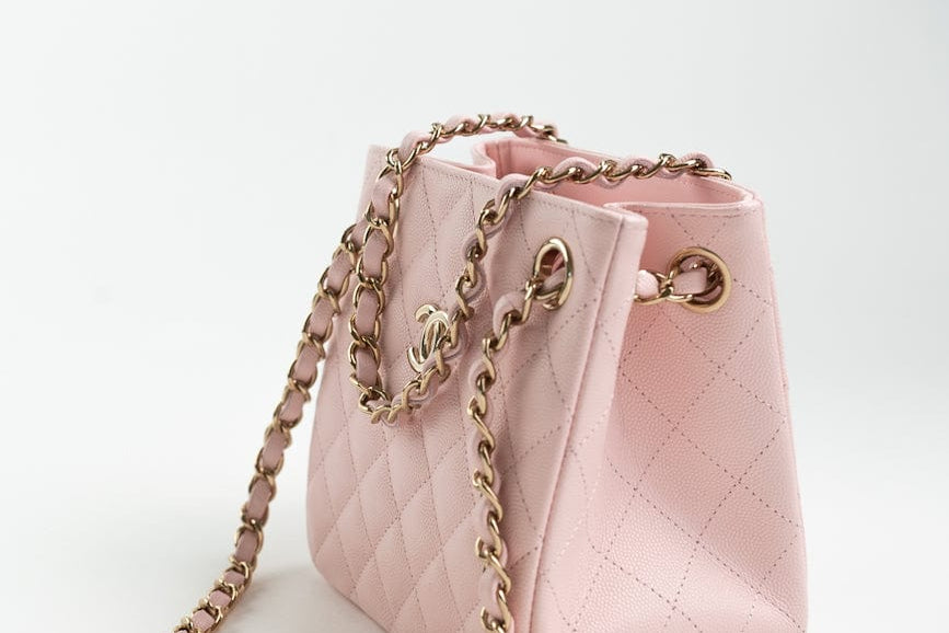 CHANEL Handbag 22S Light Pink Caviar Quilted Mini Bucket Bag LGHW - Redeluxe