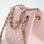 CHANEL Handbag 22S Light Pink Caviar Quilted Mini Bucket Bag LGHW - Redeluxe