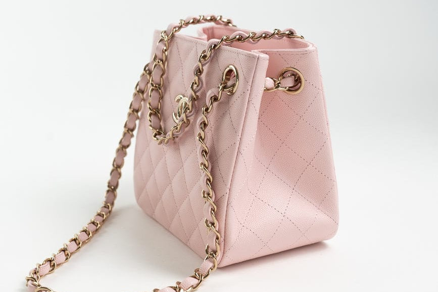 CHANEL Handbag 22S Light Pink Caviar Quilted Mini Bucket Bag LGHW - Redeluxe