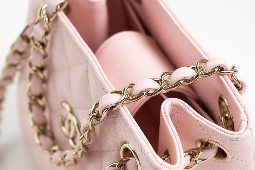 CHANEL Handbag 22S Light Pink Caviar Quilted Mini Bucket Bag LGHW - Redeluxe