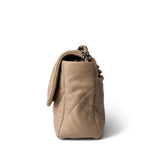 CHANEL Handbag beige 21S Dark Beige Lambskin Quilted 19 Flap Medium/Large - Redeluxe