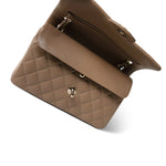 CHANEL Handbag Beige 22A Dark Beige Caviar Quilted Classic Flap Small Light Gold Hardware - Redeluxe