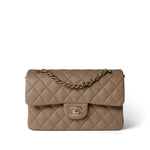 CHANEL Handbag Beige 22A Dark Beige Caviar Quilted Classic Flap Small Light Gold Hardware - Redeluxe