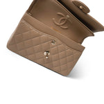 CHANEL Handbag Beige 22A Dark Beige Caviar Quilted Classic Flap Small Light Gold Hardware - Redeluxe