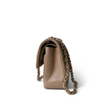 CHANEL Handbag Beige 22A Dark Beige Caviar Quilted Classic Flap Small Light Gold Hardware - Redeluxe