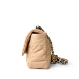 CHANEL Handbag Beige 22C Beige Clair Lambskin Quilted 19 Flap Small Mixed Hardware - Redeluxe