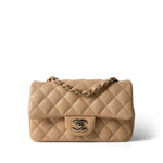 CHANEL Handbag Beige 22C Beige Lambskin Quilted Mini Rectangular Quilted Flap Bag - Redeluxe