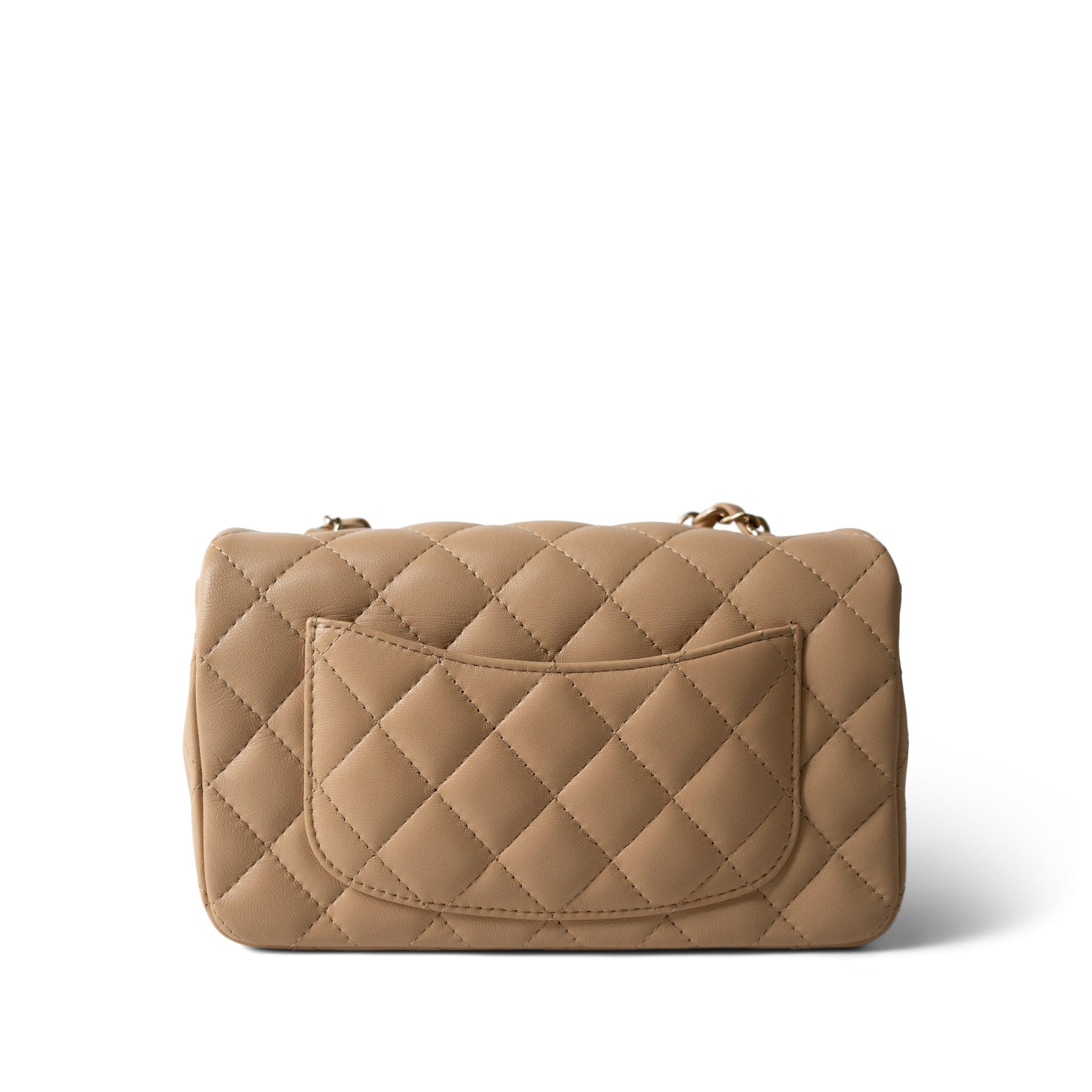 CHANEL Handbag Beige 22C Beige Lambskin Quilted Mini Rectangular Quilted Flap Bag - Redeluxe
